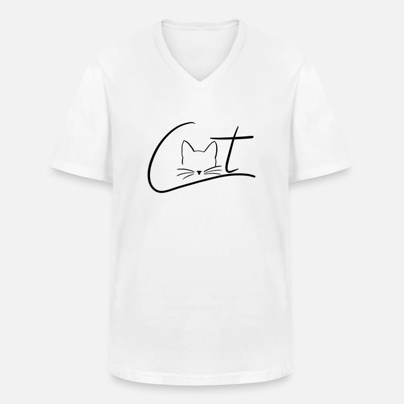 Cat Logo mit Katze - Männer-T-Shirt mit V-Ausschnitt - Weiß