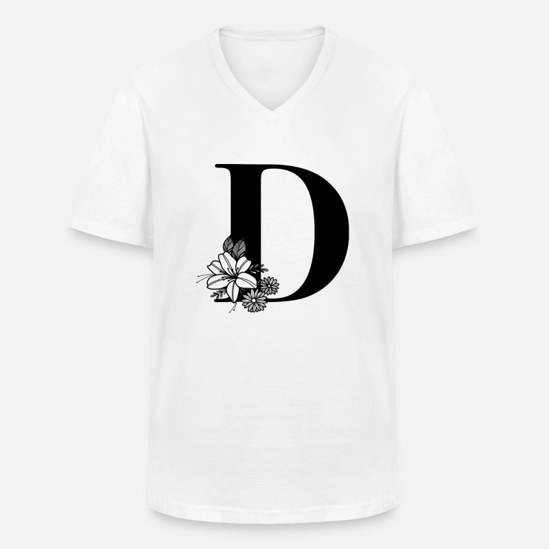 Buchstabe D - Männer-T-Shirt mit V-Ausschnitt - Weiß