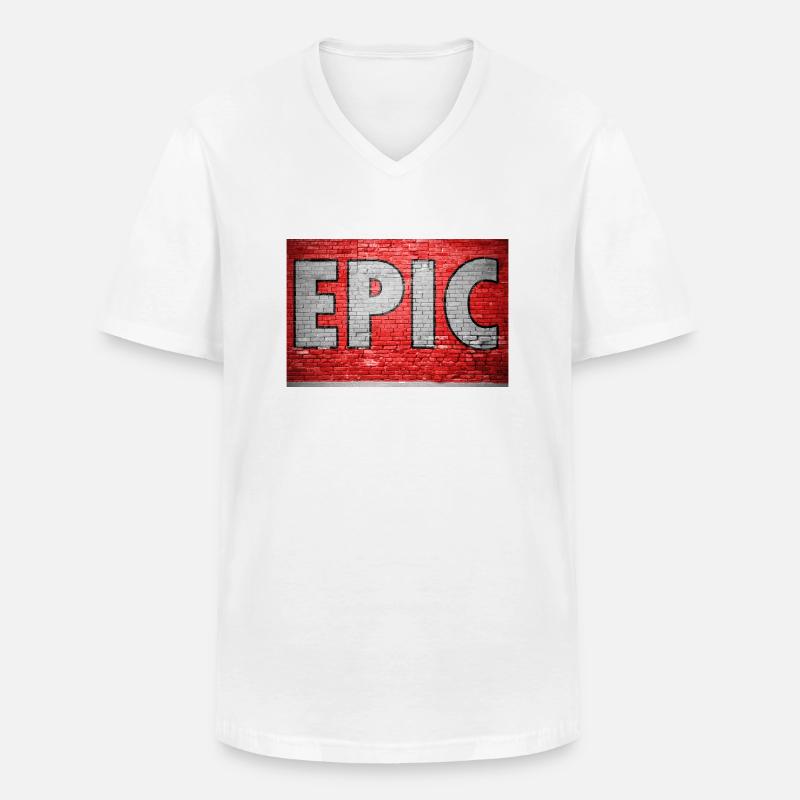 Epic Ziegelsteinmauer Graffiti - Männer-T-Shirt mit V-Ausschnitt - Weiß