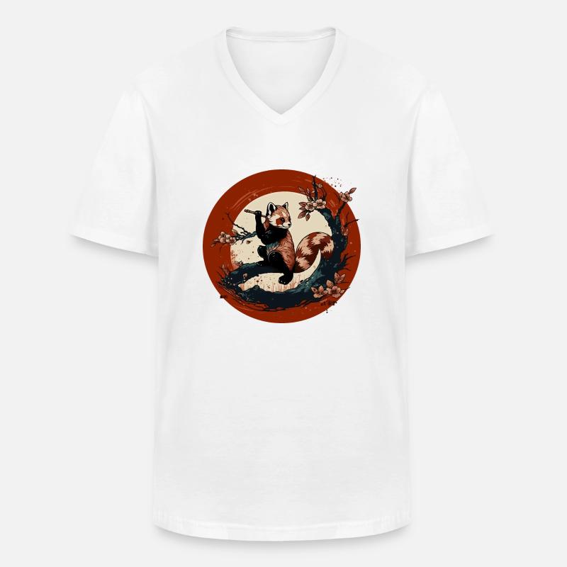 Roter Panda 6 - Männer-T-Shirt mit V-Ausschnitt - Weiß