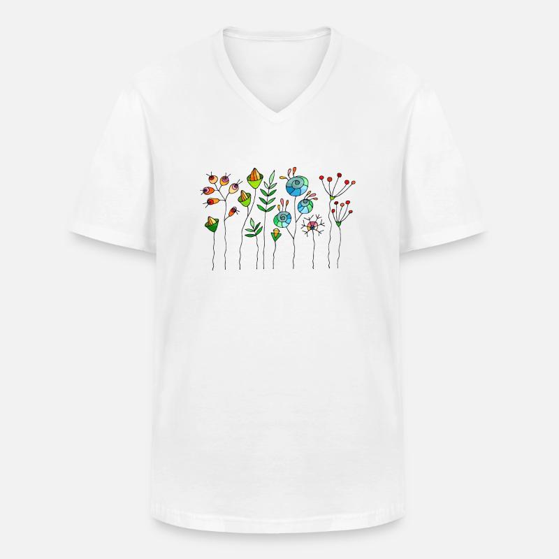 Blumen - Männer-T-Shirt mit V-Ausschnitt - Weiß