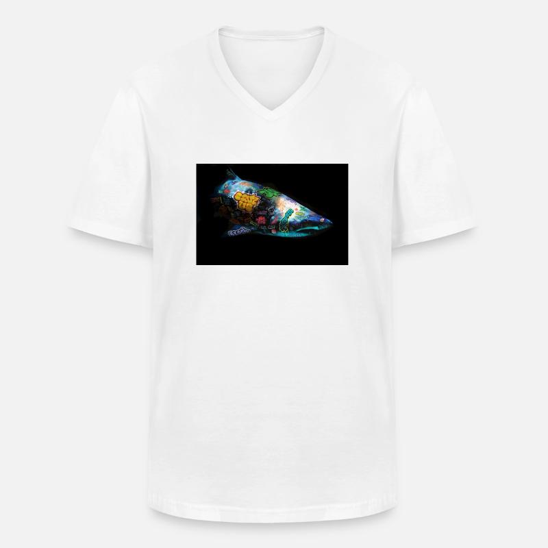 Graffiti Requin von Blach® - Männer-T-Shirt mit V-Ausschnitt - Weiß