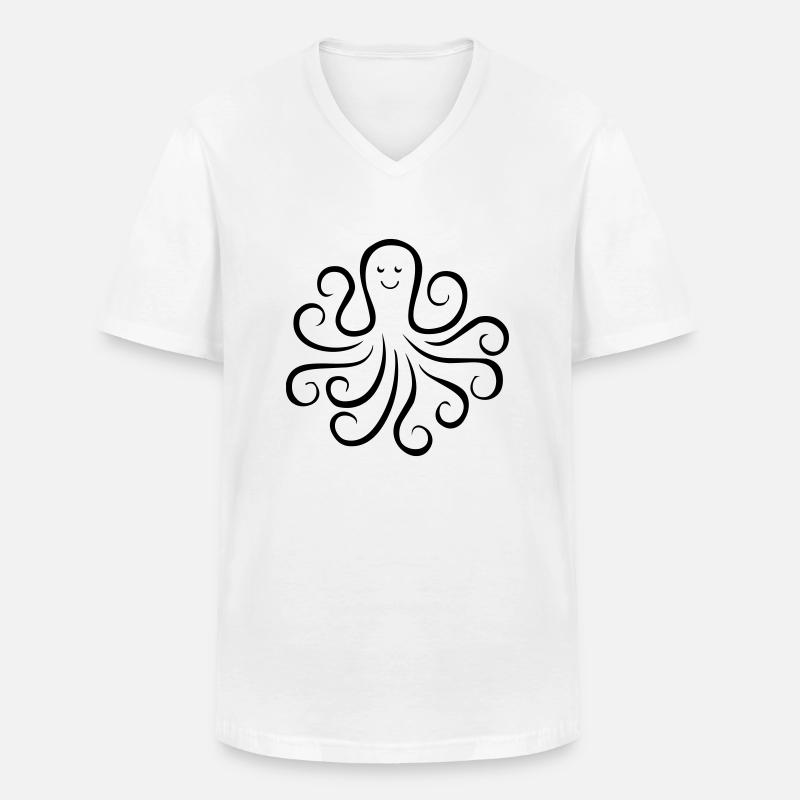 krake 01 - Männer-T-Shirt mit V-Ausschnitt - Weiß