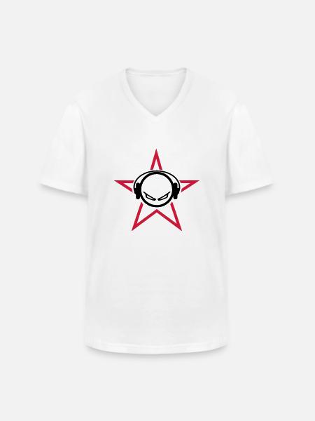 DJ - Men's V-Neck T-Shirt - white