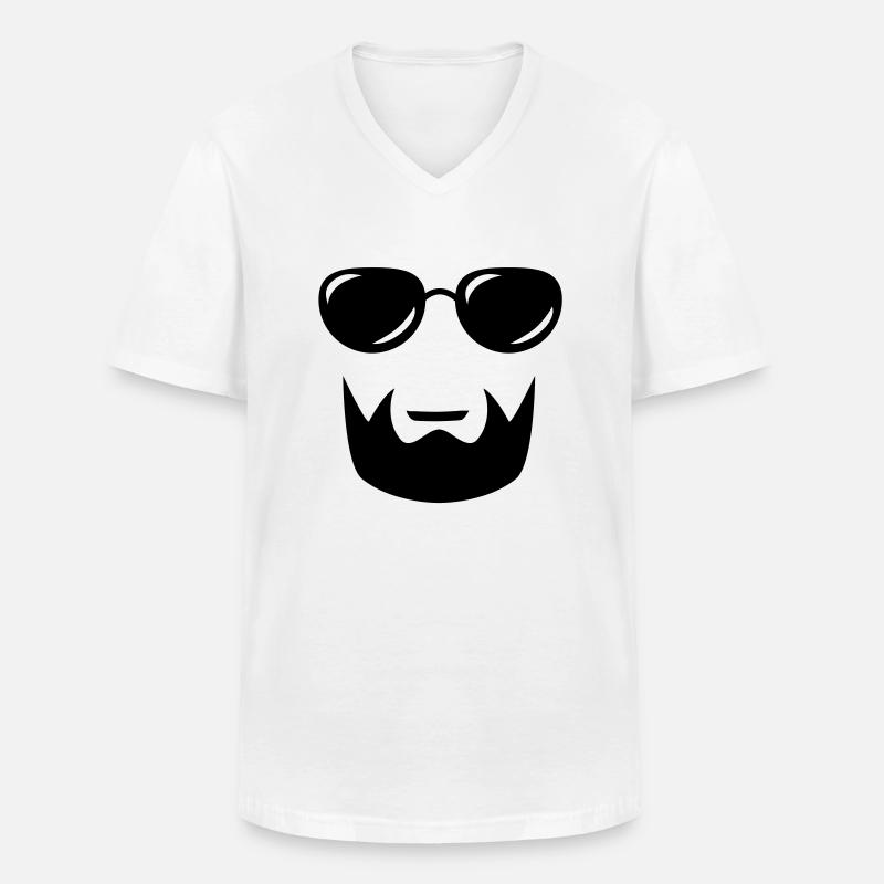 sunglasses beard - Männer-T-Shirt mit V-Ausschnitt - Weiß