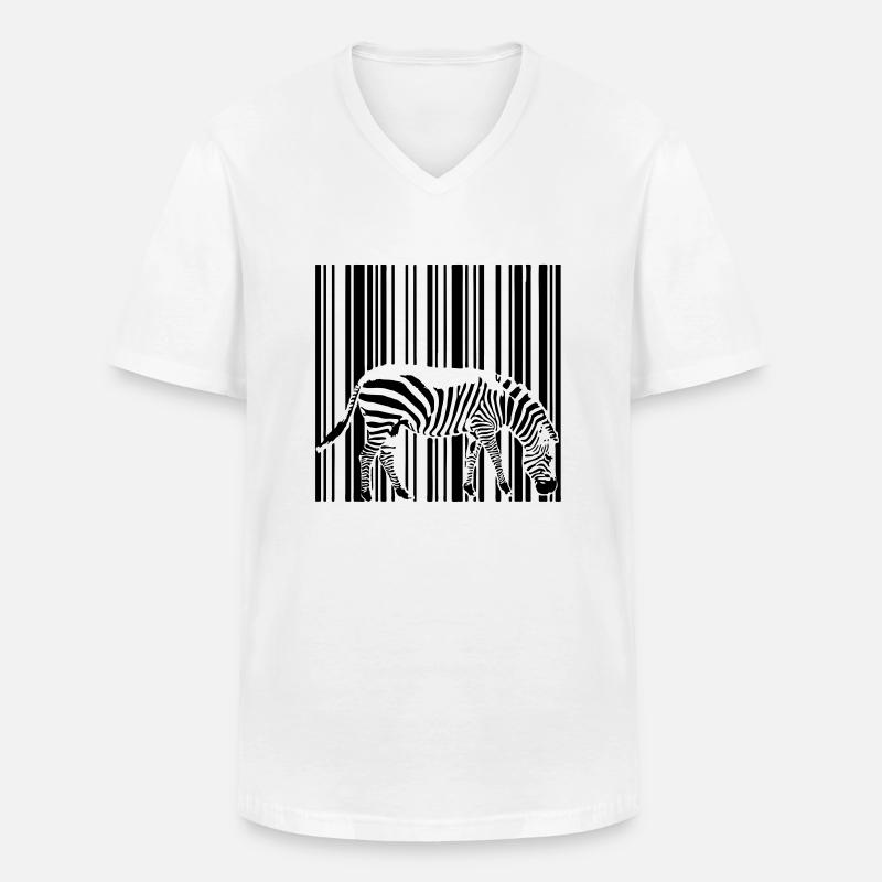 Barcode Zebra - Männer-T-Shirt mit V-Ausschnitt - Weiß