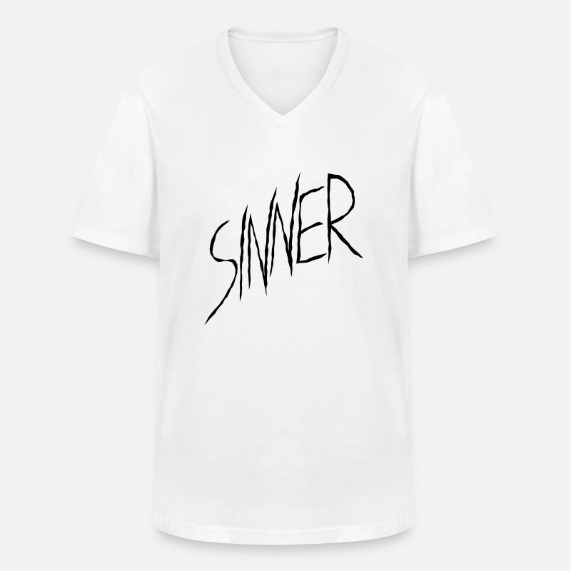Sinner Text Design - Männer-T-Shirt mit V-Ausschnitt - Weiß