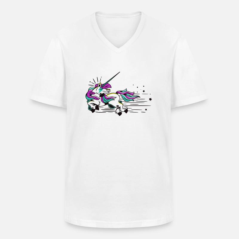 Fliegendes Einhorn - Männer-T-Shirt mit V-Ausschnitt - Weiß
