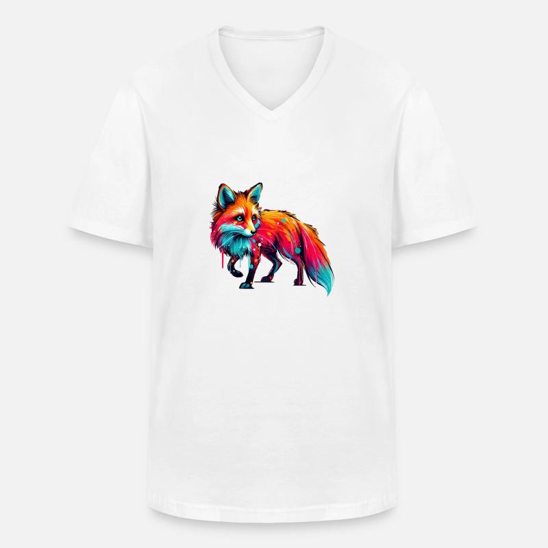 fuchs paint - Männer-T-Shirt mit V-Ausschnitt - Weiß