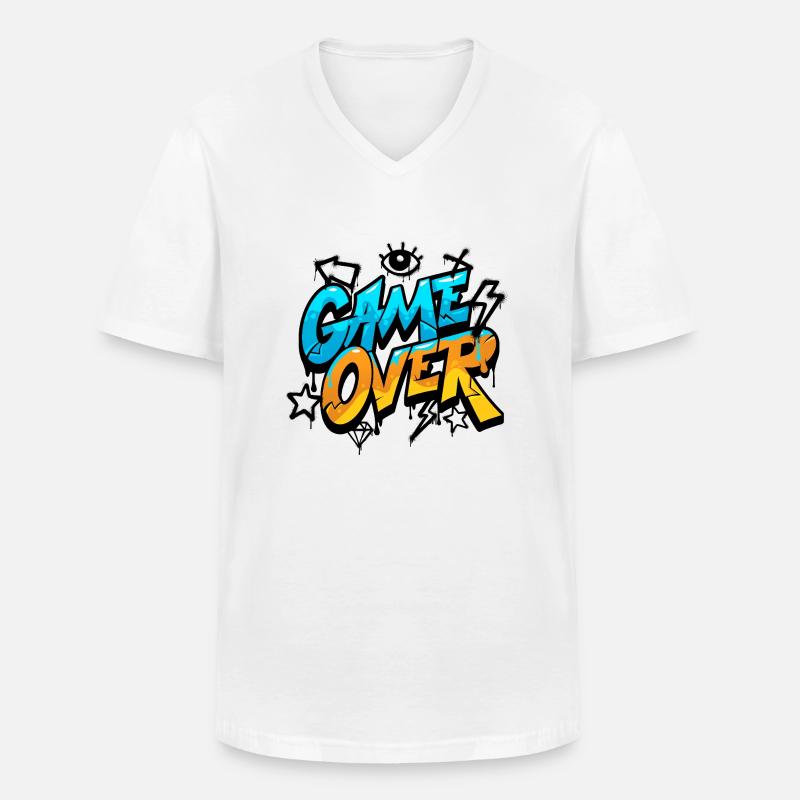 Game over - Men's V-Neck T-Shirt - white