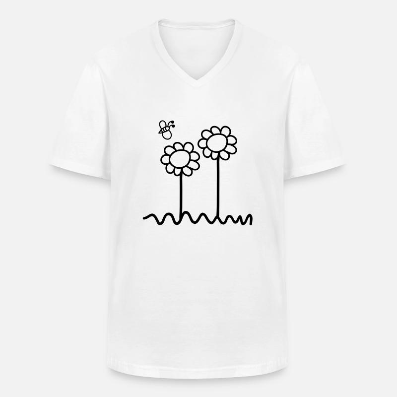 blumen__f1 - Männer-T-Shirt mit V-Ausschnitt - Weiß