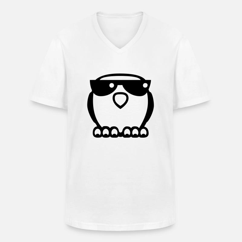 Coole Eule - Männer-T-Shirt mit V-Ausschnitt - Weiß
