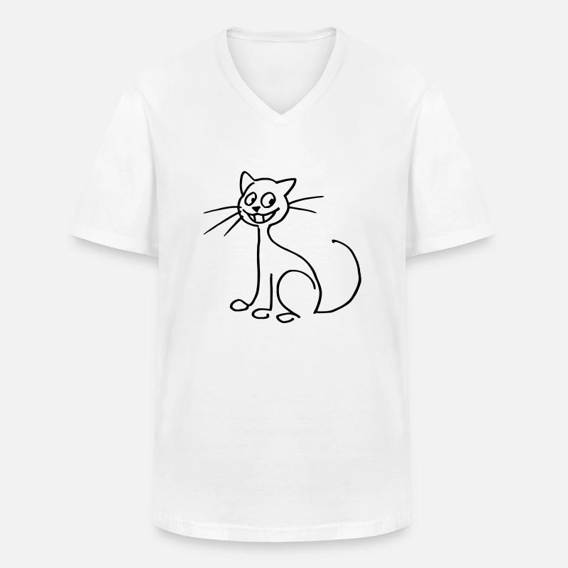 Katze - Männer-T-Shirt mit V-Ausschnitt - Weiß