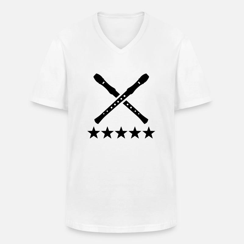 Flöte - Männer-T-Shirt mit V-Ausschnitt - Weiß