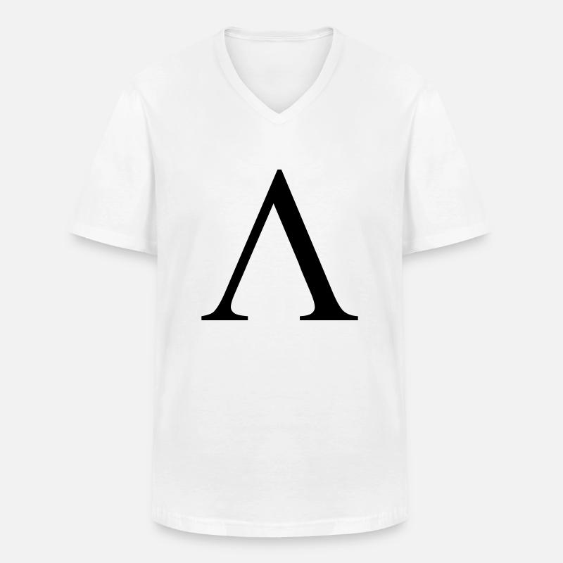 Lambda - Männer-T-Shirt mit V-Ausschnitt - Weiß