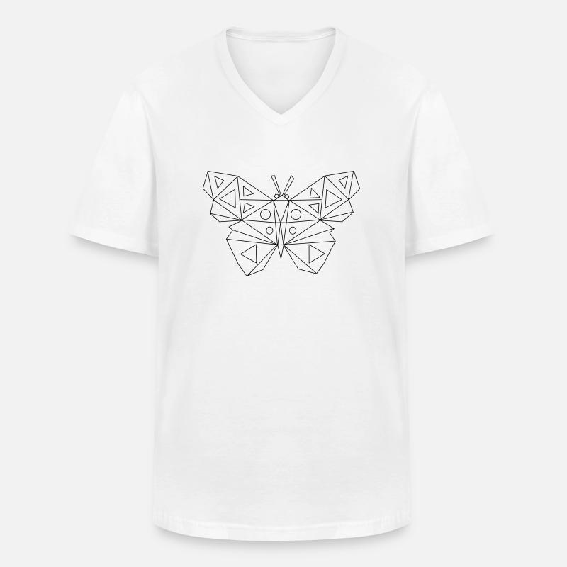 Low Poly Art - Schmetterling - Männer-T-Shirt mit V-Ausschnitt - Weiß