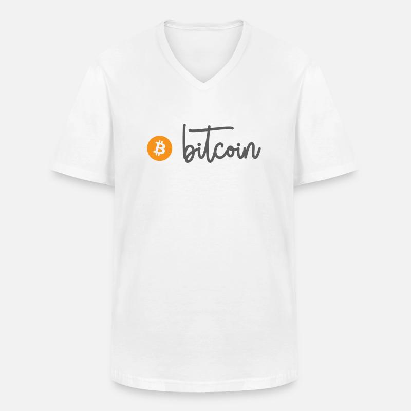 Bitcoin (Bitcoin) - Männer-T-Shirt mit V-Ausschnitt - Weiß
