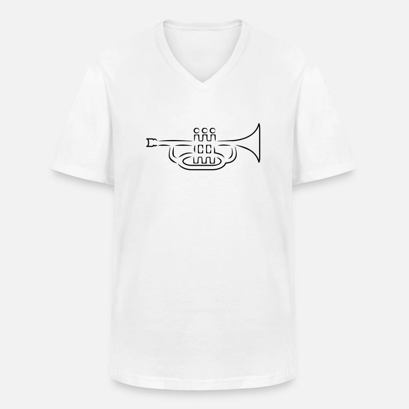 Trompete - Männer-T-Shirt mit V-Ausschnitt - Weiß