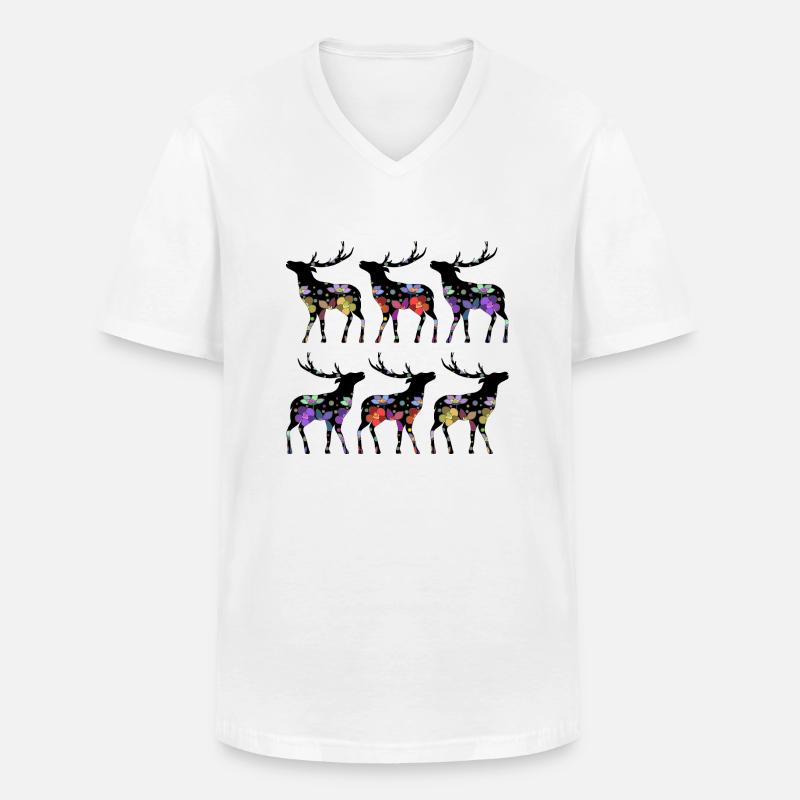 Hirsch - Männer-T-Shirt mit V-Ausschnitt - Weiß