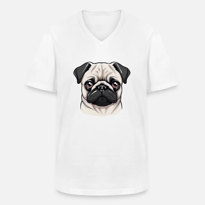 Mops - Männer-T-Shirt mit V-Ausschnitt - Weiß