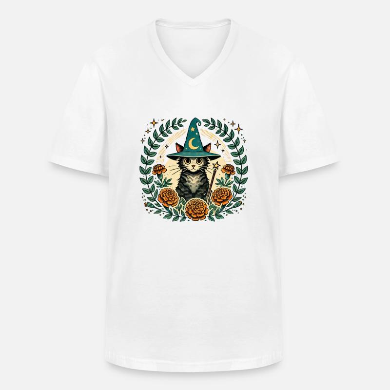 Wizard Kitty Katze - Männer-T-Shirt mit V-Ausschnitt - Weiß