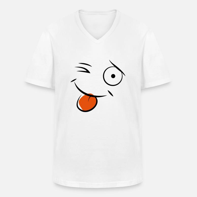 Smiley - Männer-T-Shirt mit V-Ausschnitt - Weiß