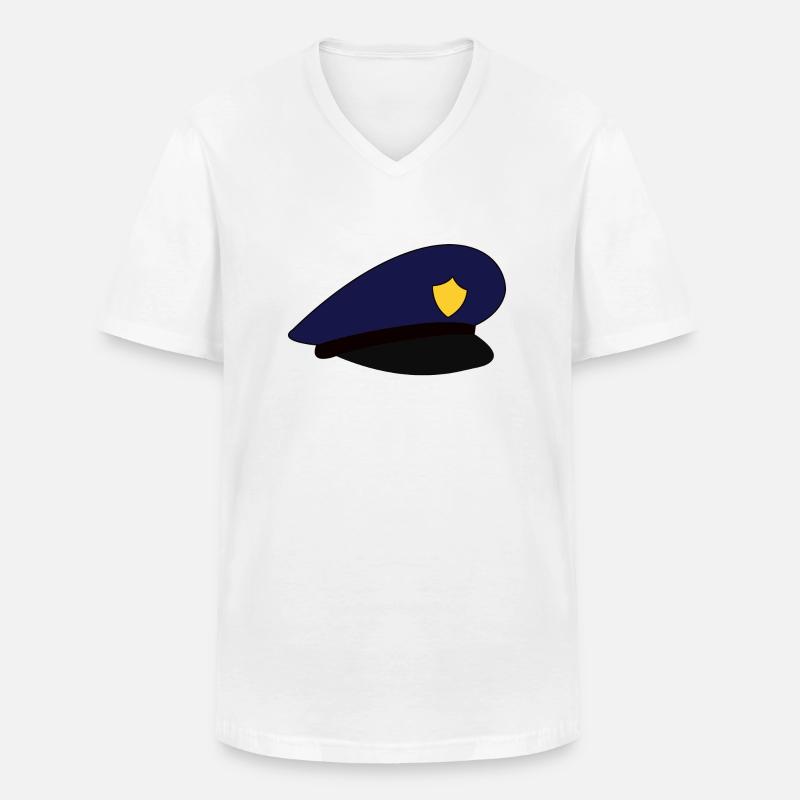 Polizeimütze Mütze Polizei - Männer-T-Shirt mit V-Ausschnitt - Weiß