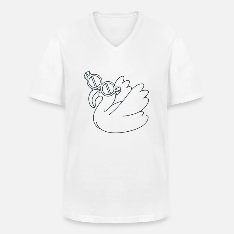 Flamingo mit kühler Brille - Männer-T-Shirt mit V-Ausschnitt - Weiß