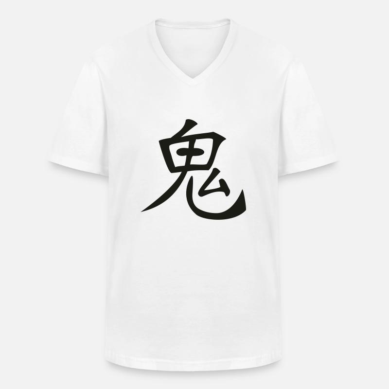 Chinesisches & Japanisches Zeichen - Devil - Männer-T-Shirt mit V-Ausschnitt - Weiß