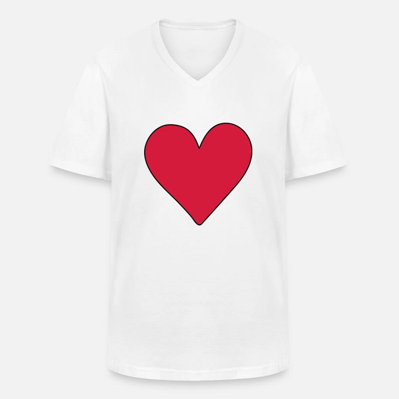 herz rot - Männer-T-Shirt mit V-Ausschnitt - Weiß