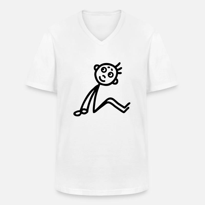 Männchen sitzend - Männer-T-Shirt mit V-Ausschnitt - Weiß