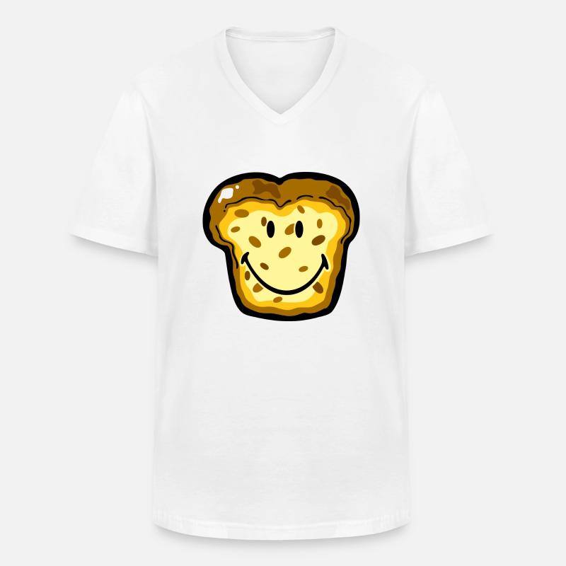 Smiley Bread - Klassisk herre T-shirt med V-udskæring - hvid