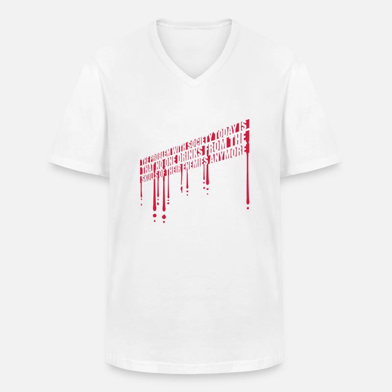 drinks from enemies skulls - Männer-T-Shirt mit V-Ausschnitt - Weiß