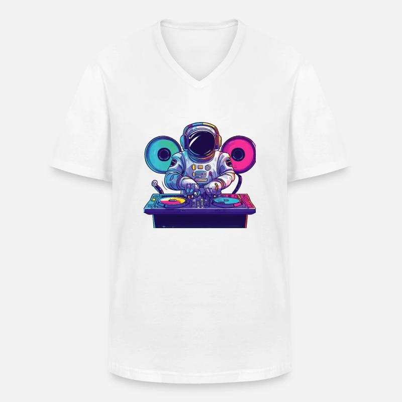 Astronaut DJ Geschenkidee - Männer-T-Shirt mit V-Ausschnitt - Weiß