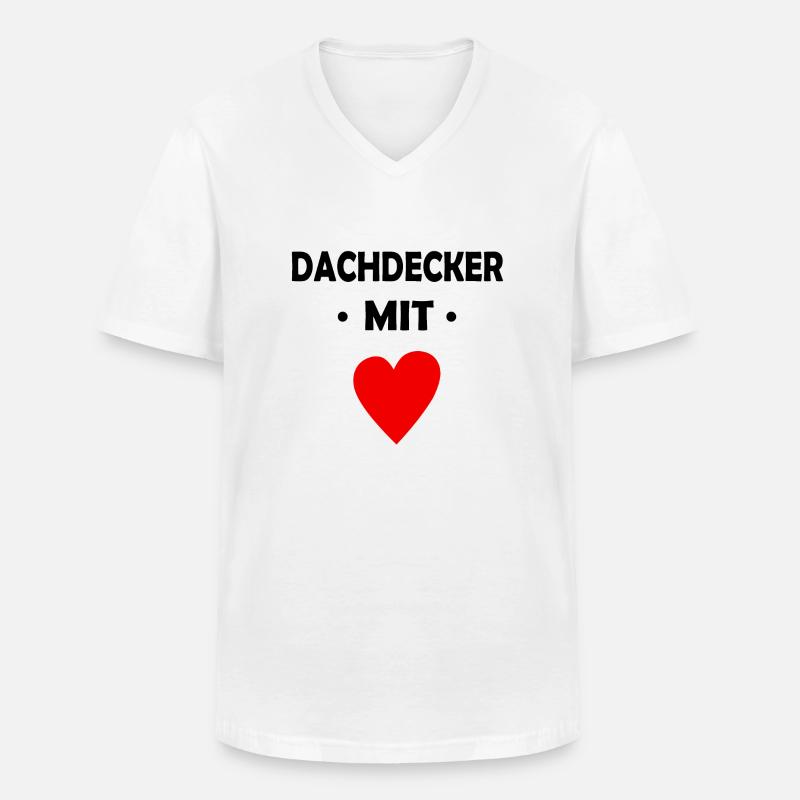 Dachdecker mit Herz - Männer-T-Shirt mit V-Ausschnitt - Weiß
