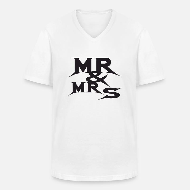 Mr und Mrs - Männer-T-Shirt mit V-Ausschnitt - Weiß