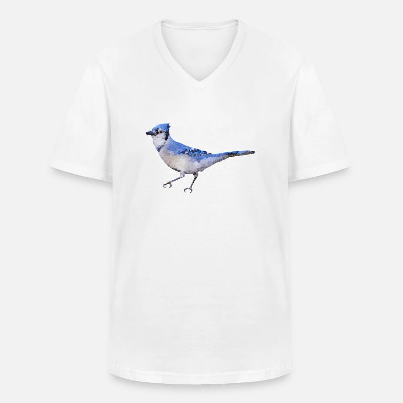 Vogel ~ der blaue Eichelhäher - Männer-T-Shirt mit V-Ausschnitt - Weiß