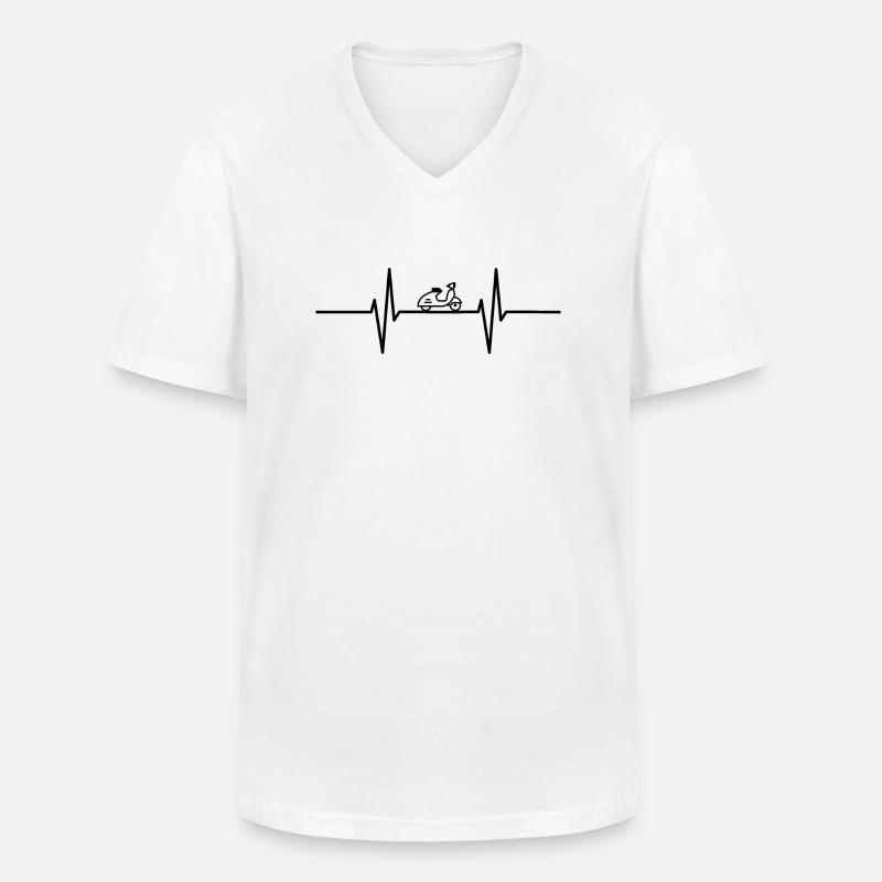 Herzschlag mit Moppet / Roller - Männer-T-Shirt mit V-Ausschnitt - Weiß
