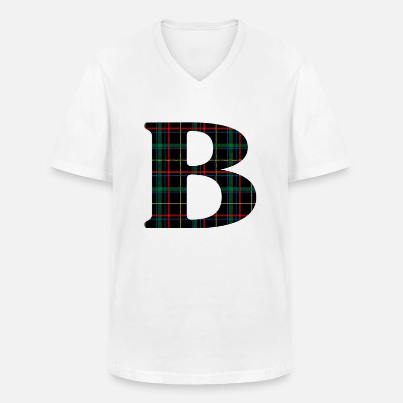 Monogrammiert b Schottischer Tartan - Männer-T-Shirt mit V-Ausschnitt - Weiß