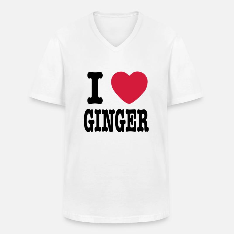 Ich liebe Ingwer - Männer-T-Shirt mit V-Ausschnitt - Weiß