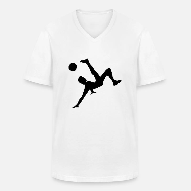 Fußball - Männer-T-Shirt mit V-Ausschnitt - Weiß