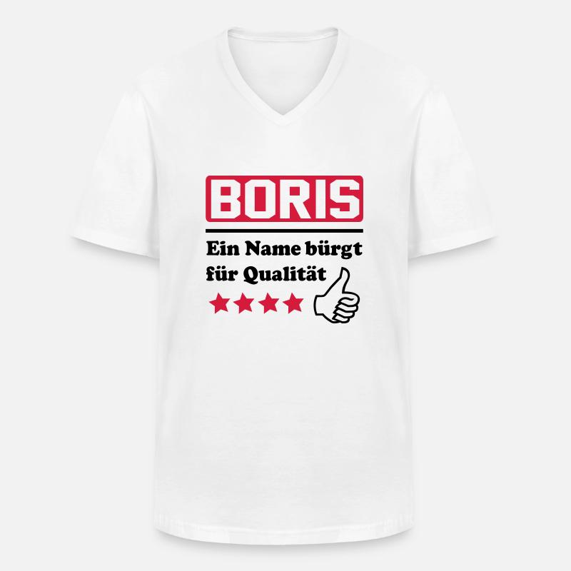 boris - Männer-T-Shirt mit V-Ausschnitt - Weiß