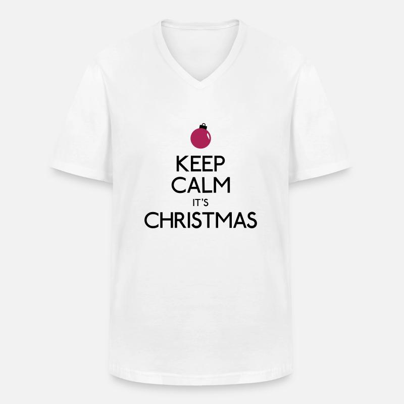 Keep Calm Christmas - Männer-T-Shirt mit V-Ausschnitt - Weiß