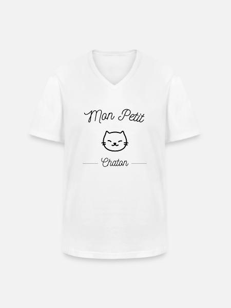 Mon petit chaton, surnom mignon - T-shirt col V Homme - blanc