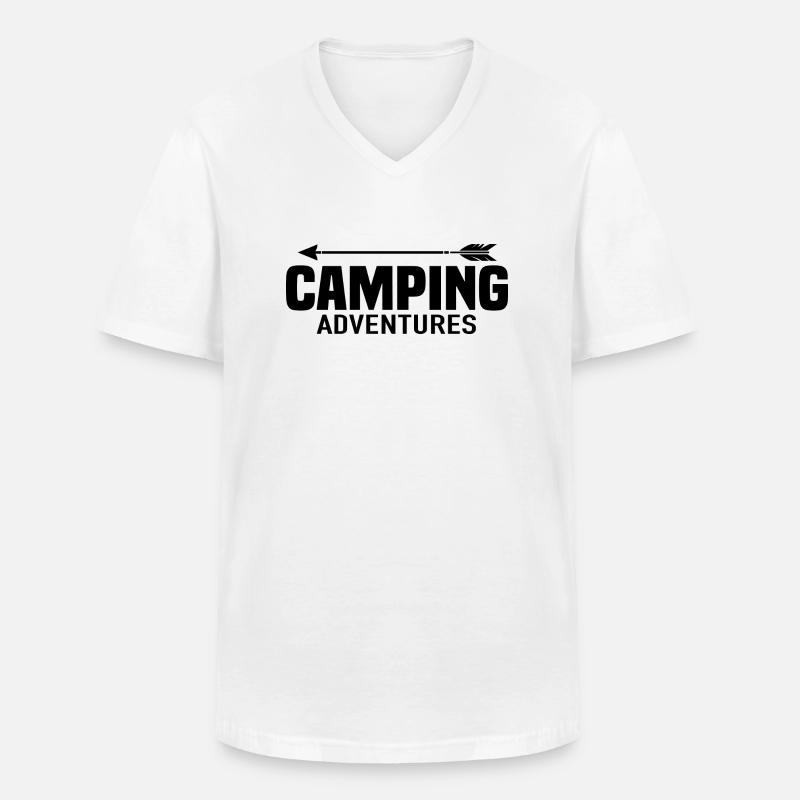 Camping Adventures - Männer-T-Shirt mit V-Ausschnitt - Weiß
