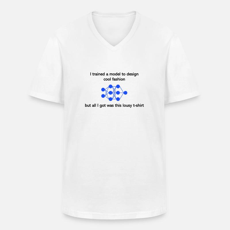 Modèle de mode - T-shirt col V Homme - blanc