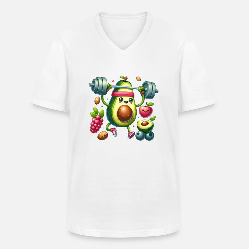 Avocado Workout Spaß - Männer-T-Shirt mit V-Ausschnitt - Weiß