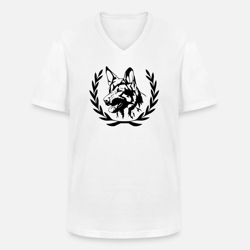 Schäferhund - Männer-T-Shirt mit V-Ausschnitt - Weiß