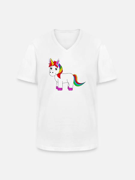 süßes Einhorn - Männer-T-Shirt mit V-Ausschnitt - Weiß