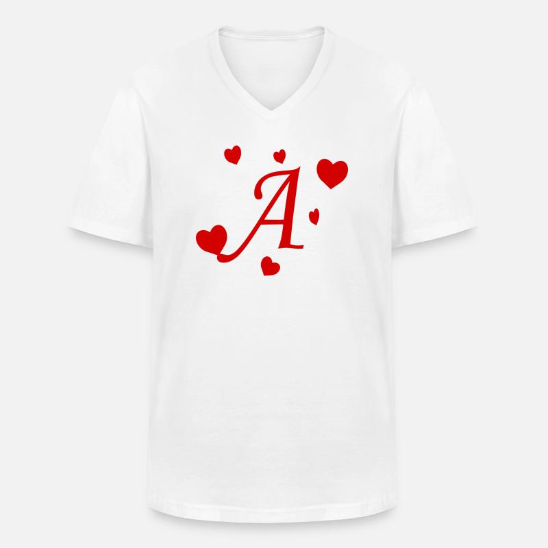 Buchstabe A mit Herzen - Männer-T-Shirt mit V-Ausschnitt - Weiß